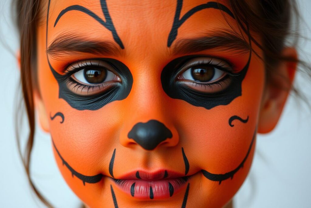 Makijaż twarzy w stylu dyni