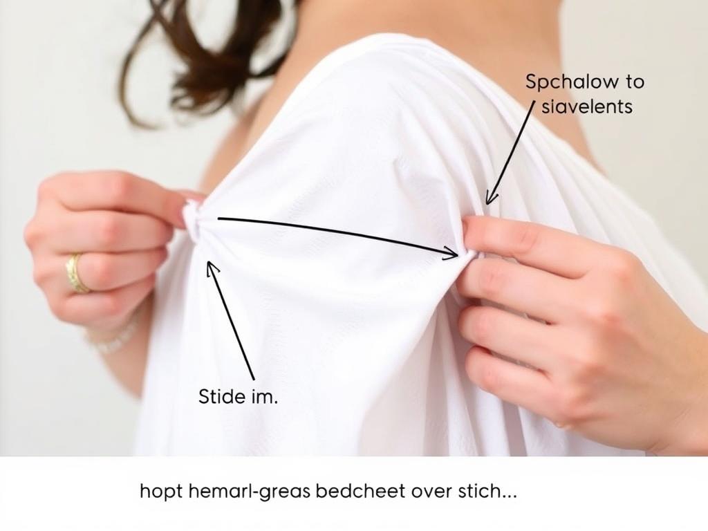 Osoba pokazująca jak zabezpieczyć strój grecki agrafkami