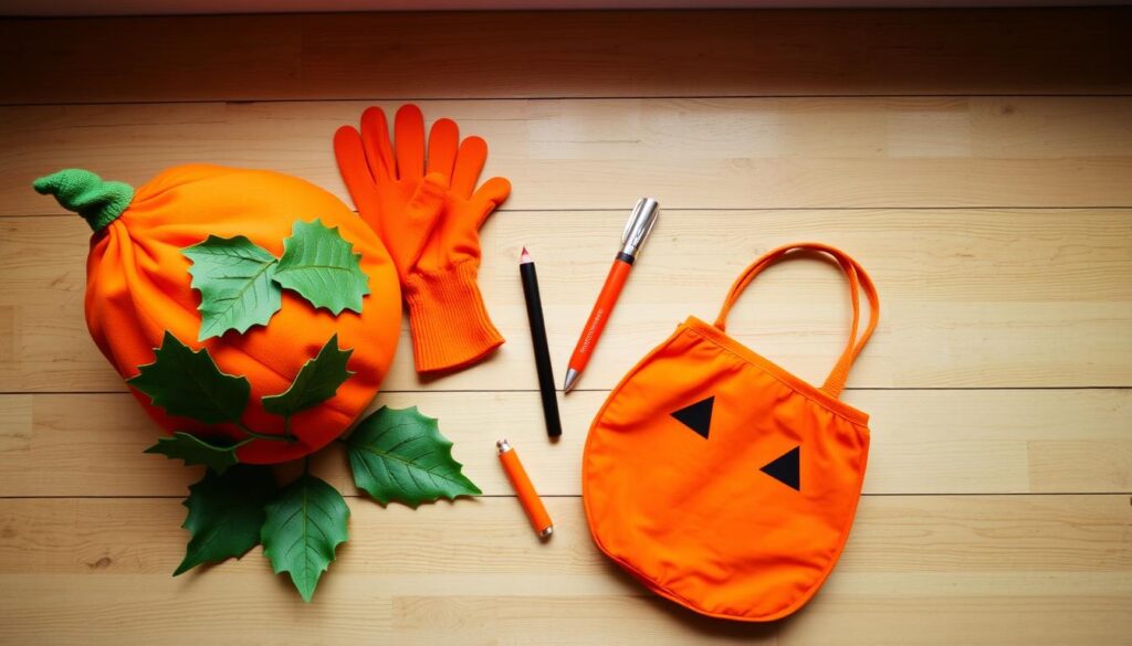 Różne akcesoria do stroju dyni