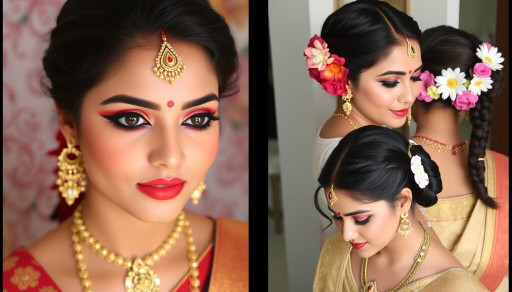 Tradycyjny makijaż i fryzura do stroju hinduskiego