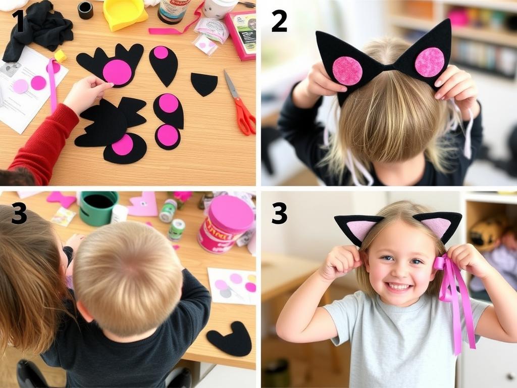 Dzieci tworzące własne elementy stroju kota