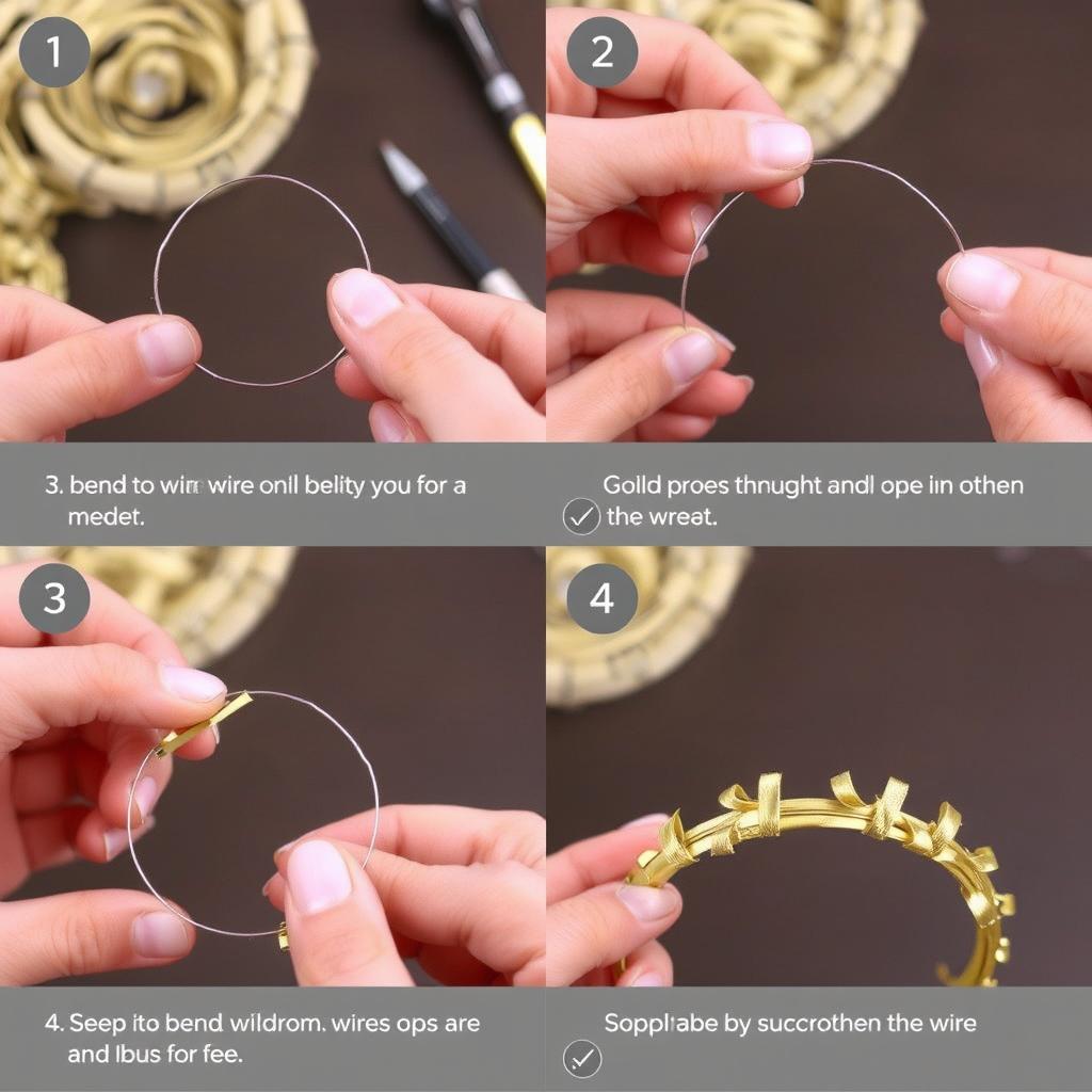Proces tworzenia aureoli z drutu i złotej wstążki