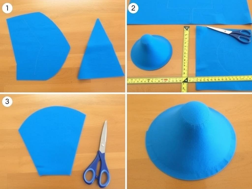 Proces tworzenia czapki smerfa - jak zrobić czapkę smerfa krok po kroku z niebieskiego materiału