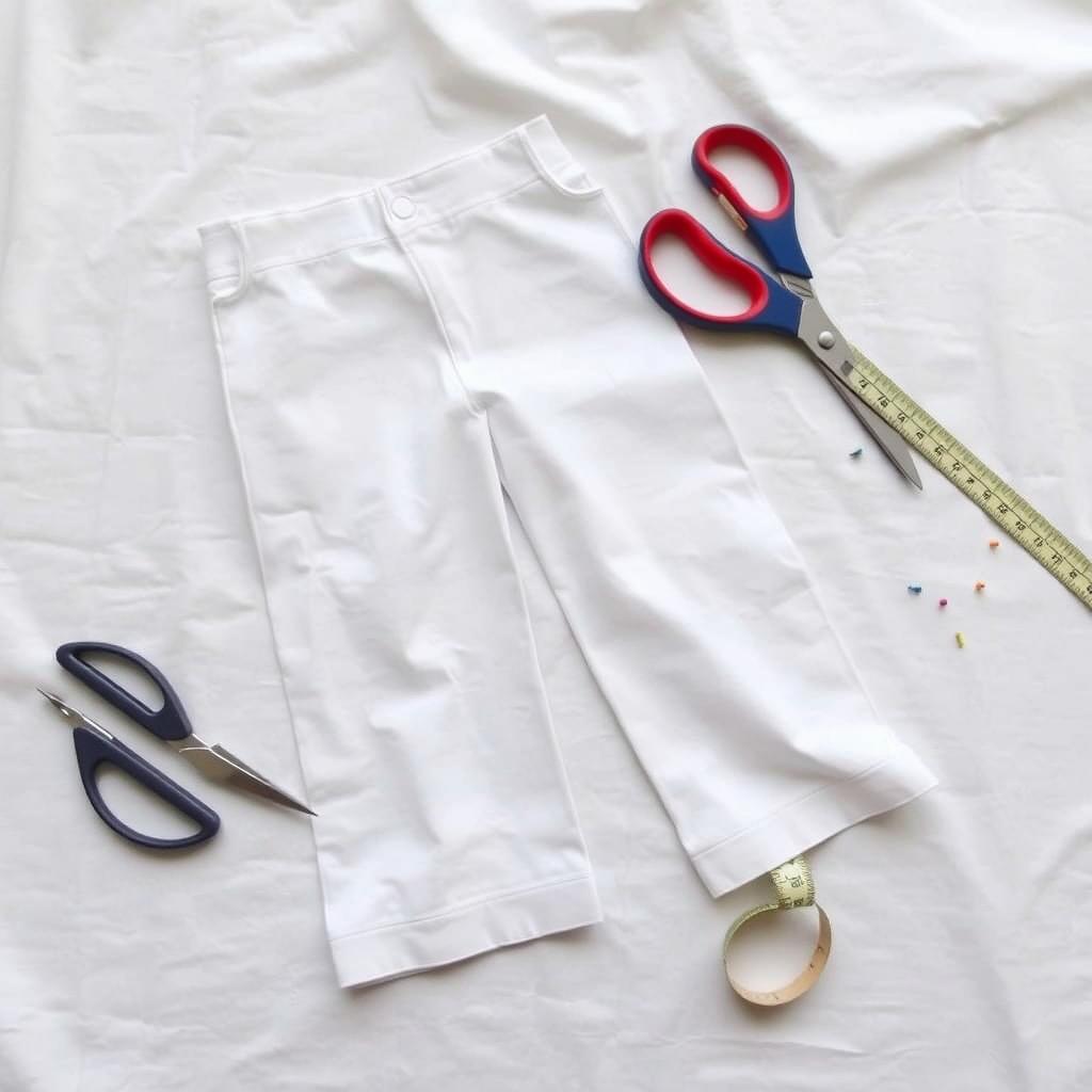 Wykrój i szycie białych spodni do stroju smerfa - jak zrobić białe spodnie do kostiumu smerfa
