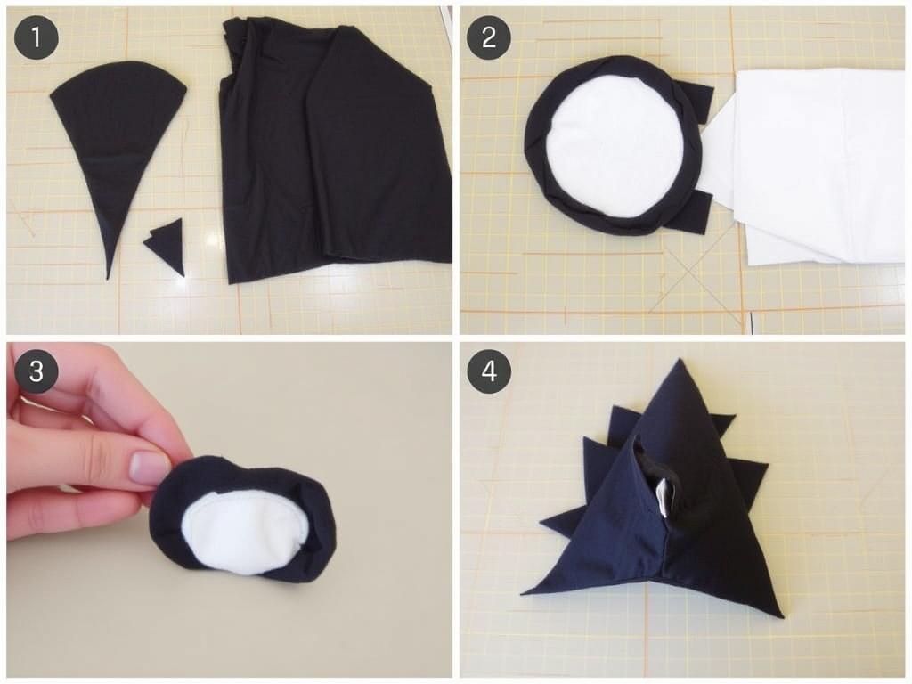 Proces tworzenia uszu i ogona do stroju jeża