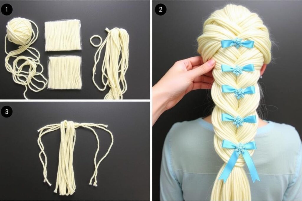 Proces tworzenia warkocza Elsy z włóczki