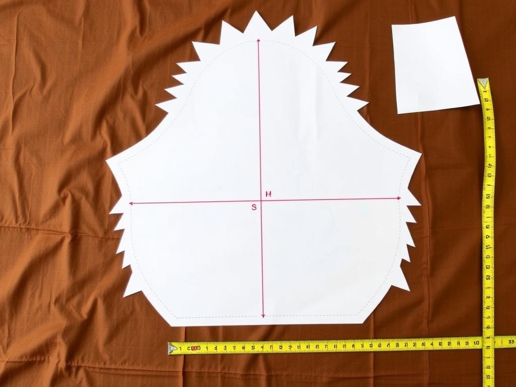 Wykrój do stroju jeża jak zrobić z zaznaczonymi wymiarami