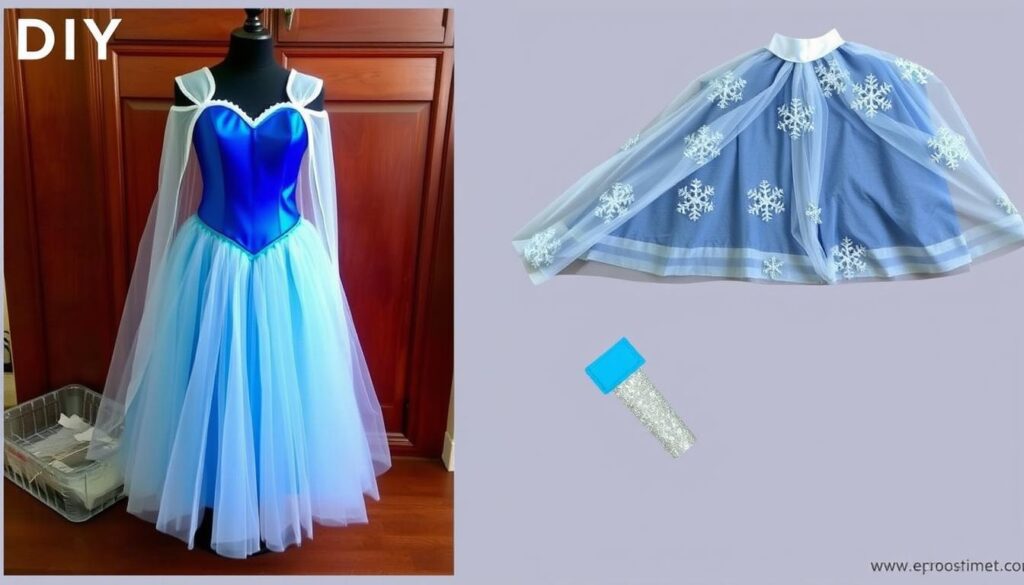 Zaawansowana wersja stroju Elsy z trenem i zdobionymi rękawami